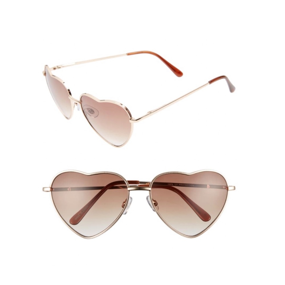 LOFT Heart Shaped Sunglasses Gold And Pink